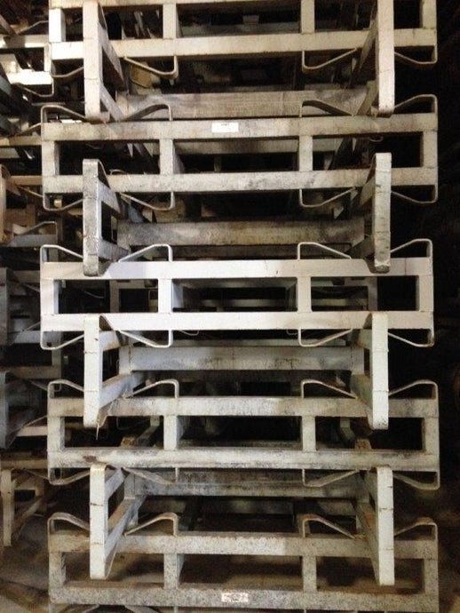 Sold Out 4 in used 1-Bar 2-Barrel Rack or 53/60g barrels. Stackable, pallet jack able and low profile.