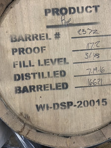 59g Driftless Glen Distillery Small Batch Straight Rye Whiskey aged 6 years. 5 Gold Medals. Emptied Feb 21