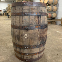 Load image into Gallery viewer, Sale 53g Four Roses, Heaven Hill, Cask &amp; Key &amp; Wild Turkey Whiskey bourbon barrels w/beautiful flat heads &amp; stenciled logos. Ex beer ~ display quality