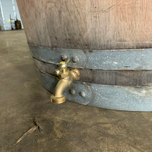 Load image into Gallery viewer, 60g Silver Oak Cellars Wine Rain Barrel w/brass spigot, Teflon tape &amp; wood bung. Heavy duty 110-115+ lb barrels that have 6/8 galvanized steel bands.