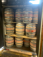 Load image into Gallery viewer, Logo Red Wine Barrel Head 22-23 in diameter, 1+ in thick. Various cooper and winery  stamps and wineries.
