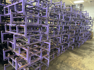 Sale Used 7in 2 bar 2 barrel barrel racks. All purple w surface rust but strong enough to stack 4 high