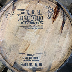 53g Buffalo Trace, Four Roses, Heaven Hill & Wild Turkey Whiskey bourbon barrels w/beautiful flat heads & stenciled logos. Ex beer ~ display quality