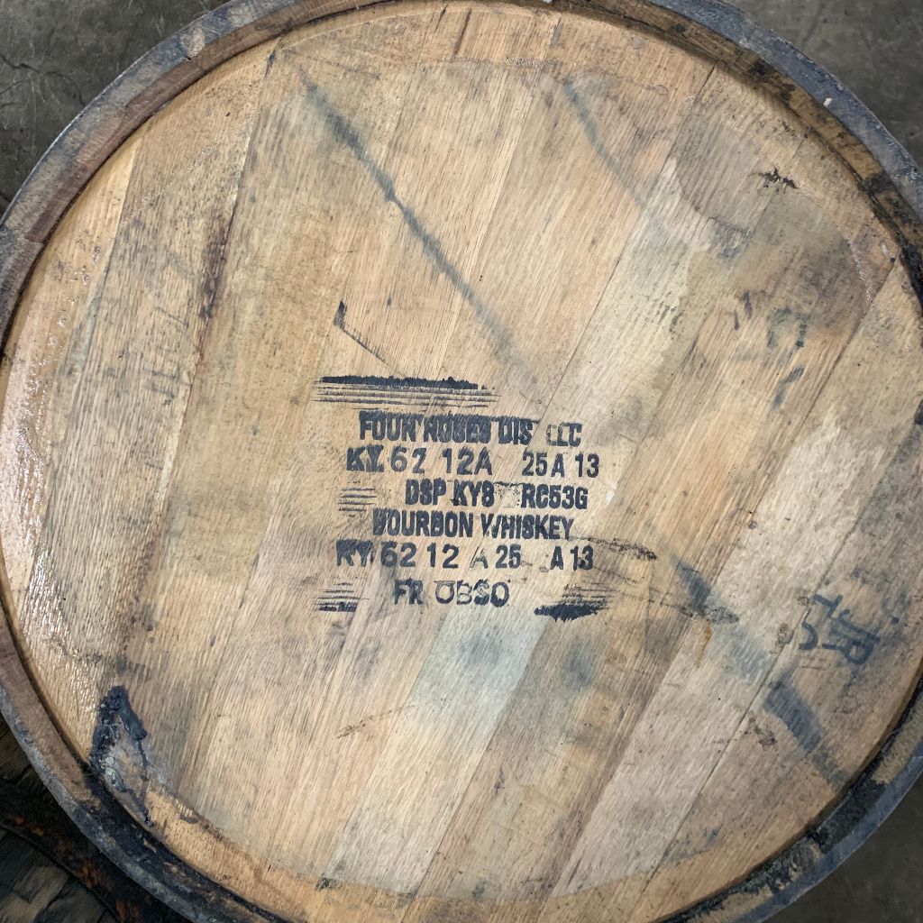 53g Buffalo Trace, Four Roses, Heaven Hill & Wild Turkey Whiskey bourbon barrels w/beautiful flat heads & stenciled logos. Ex beer ~ display quality