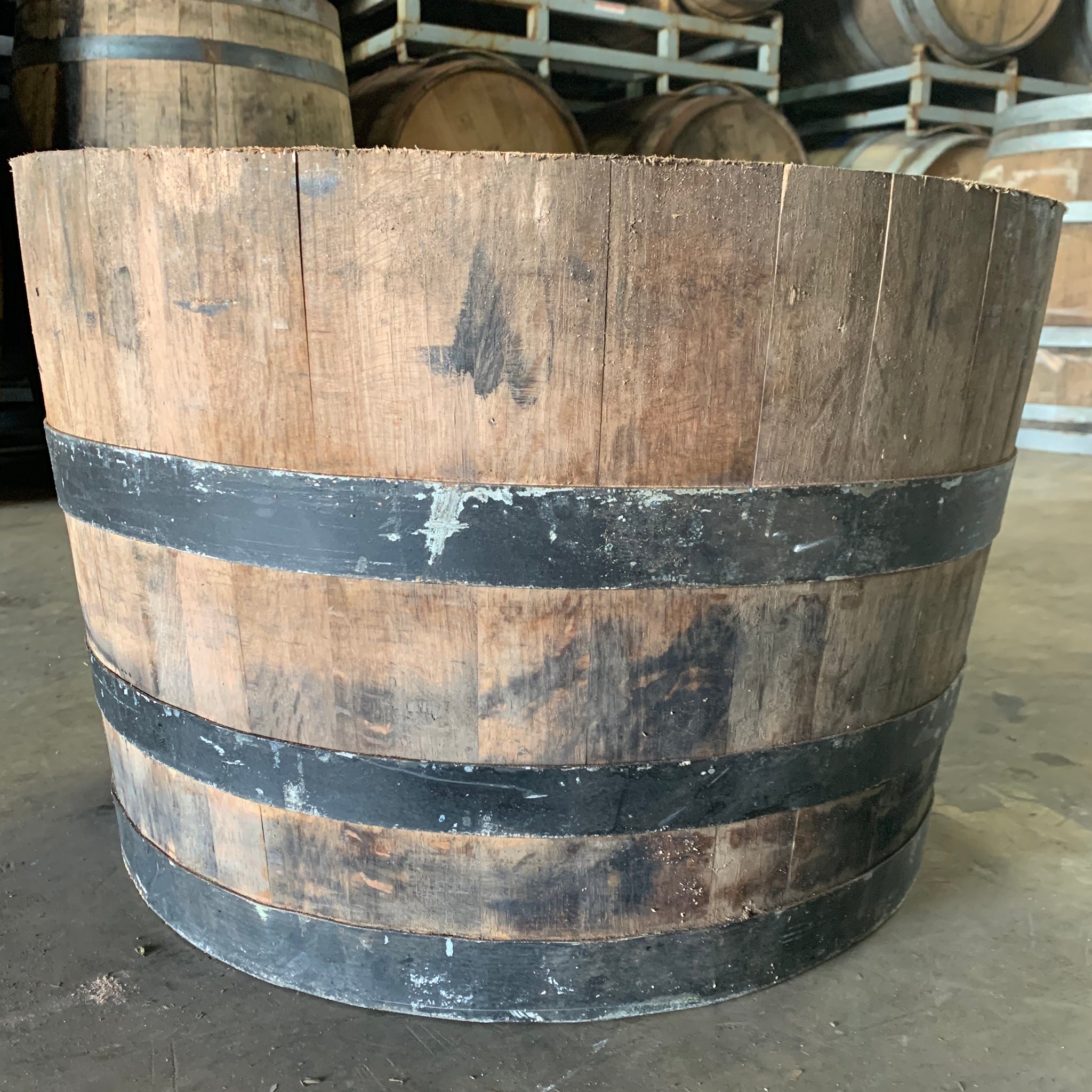whisky barrel plant pot 53g 1/2 Whiskey Barrel Planter. Perfect for flowers, herbs, annuals & – The Barrel Broker