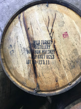 Load image into Gallery viewer, Sale 53g Heaven Hill, Wild Turkey and Barton Bourbon barrels w/beautiful flat heads &amp; stenciled logos. Ex beer ~ display quality