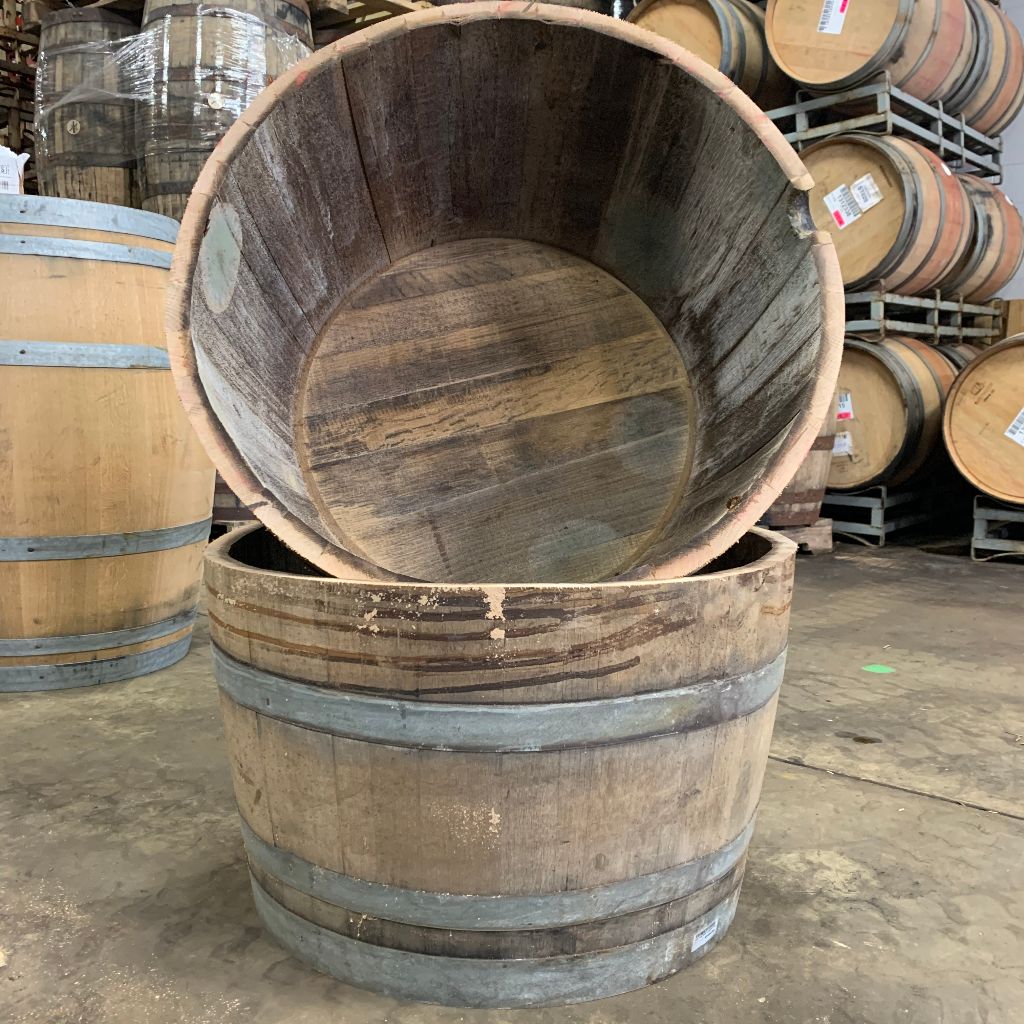 large barrel plant pots Sale Oversize 59g 1/2 Whiskey Barrel Planters. Be the envy of your nei – The Barrel Broker