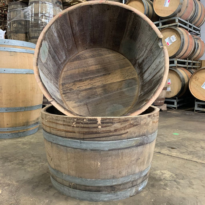 Sale 60g 1/2 Wine Barrel Planters. Be the envy of your neighborhood w barrels from La Crema winery! Perfect for flowers, herbs, annuals & perennials.